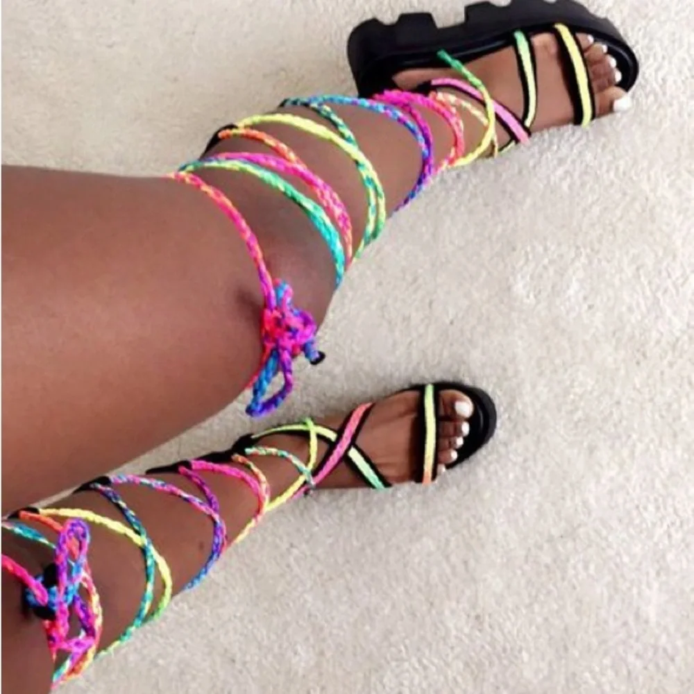 Dolls Kill Current Mood Colorful Strappy Platform Sandals